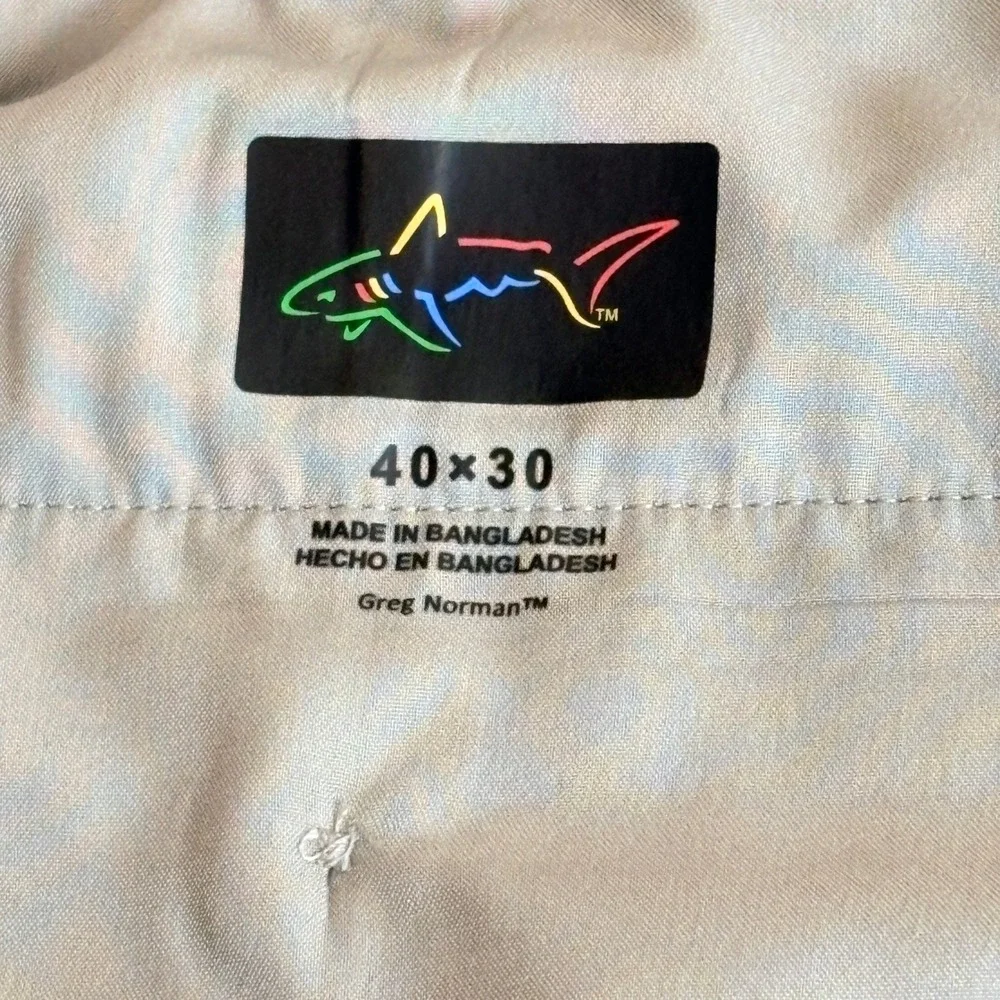 Greg Norman Performance Stretch Mens 40x30 Golf Pants NWT Lt Gray UPF Protection